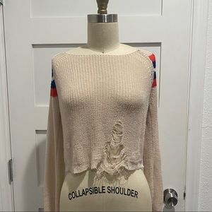90s grunge shredded cropped sweater